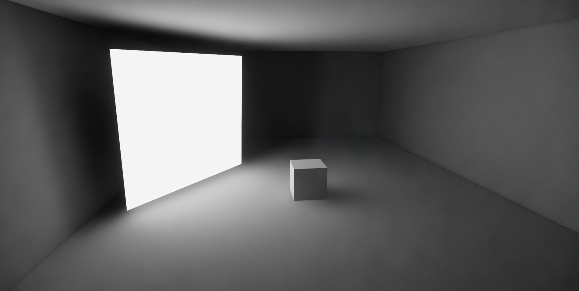 An emissive surface emitting white light and creating shadows