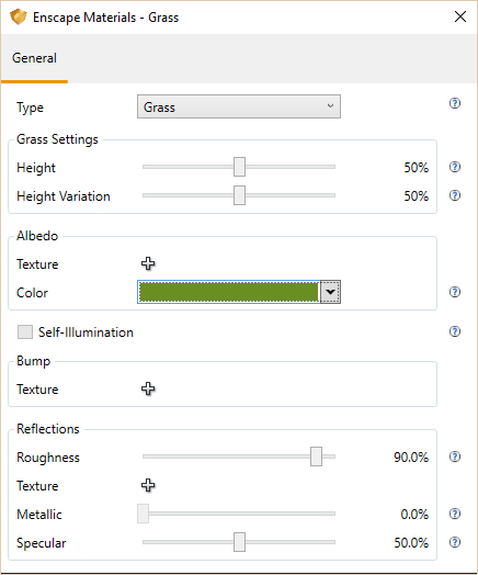 Grass settings in the Material Editor