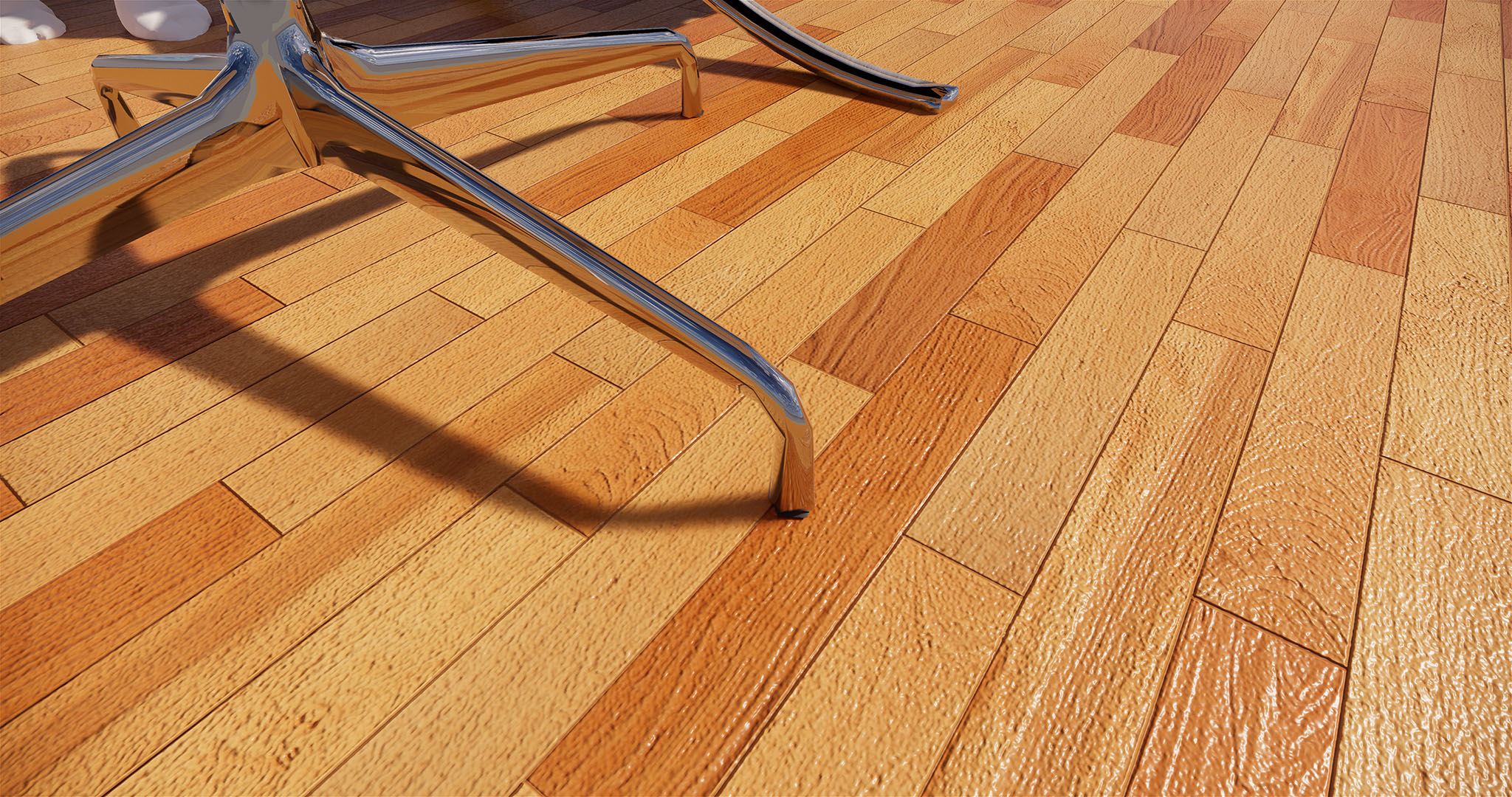 Wood flooring material – Bump height adjusted