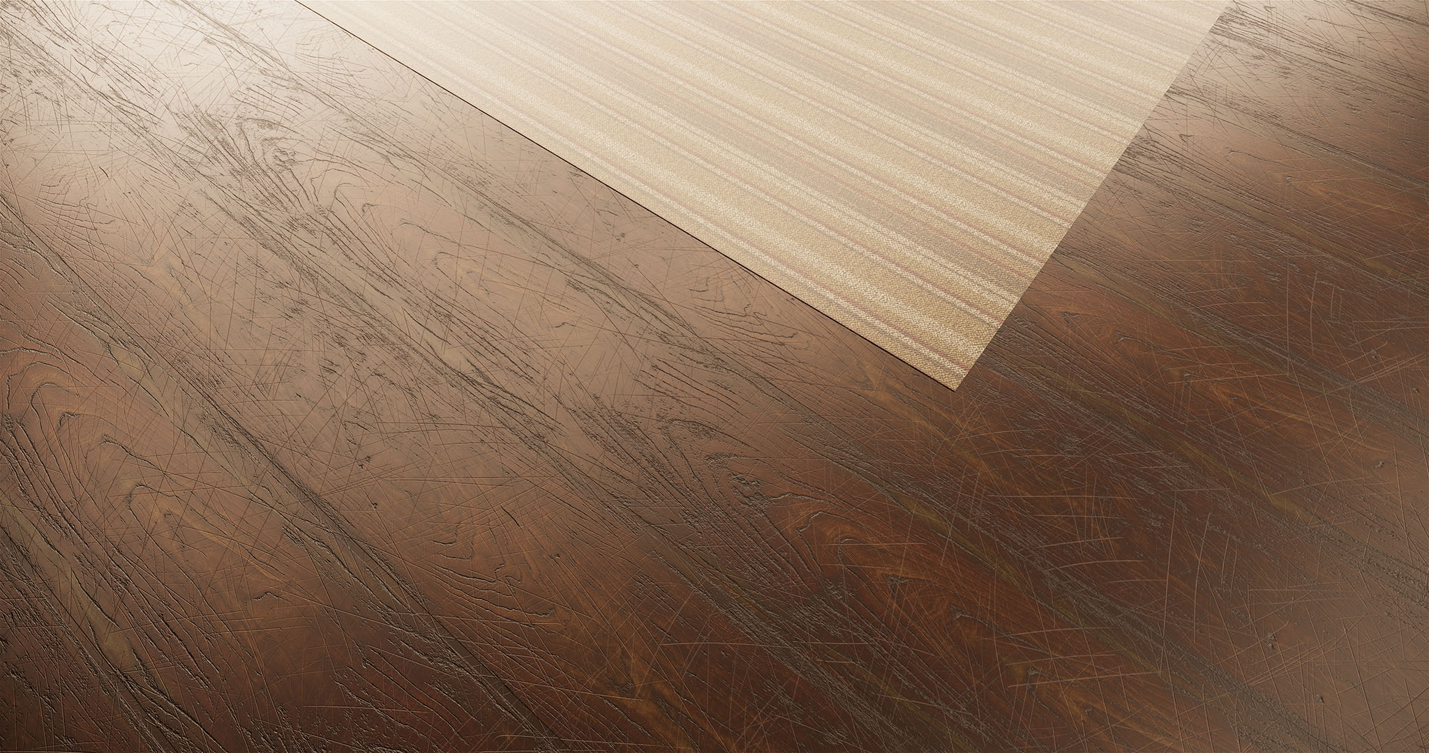 Walnut floor material with scratches