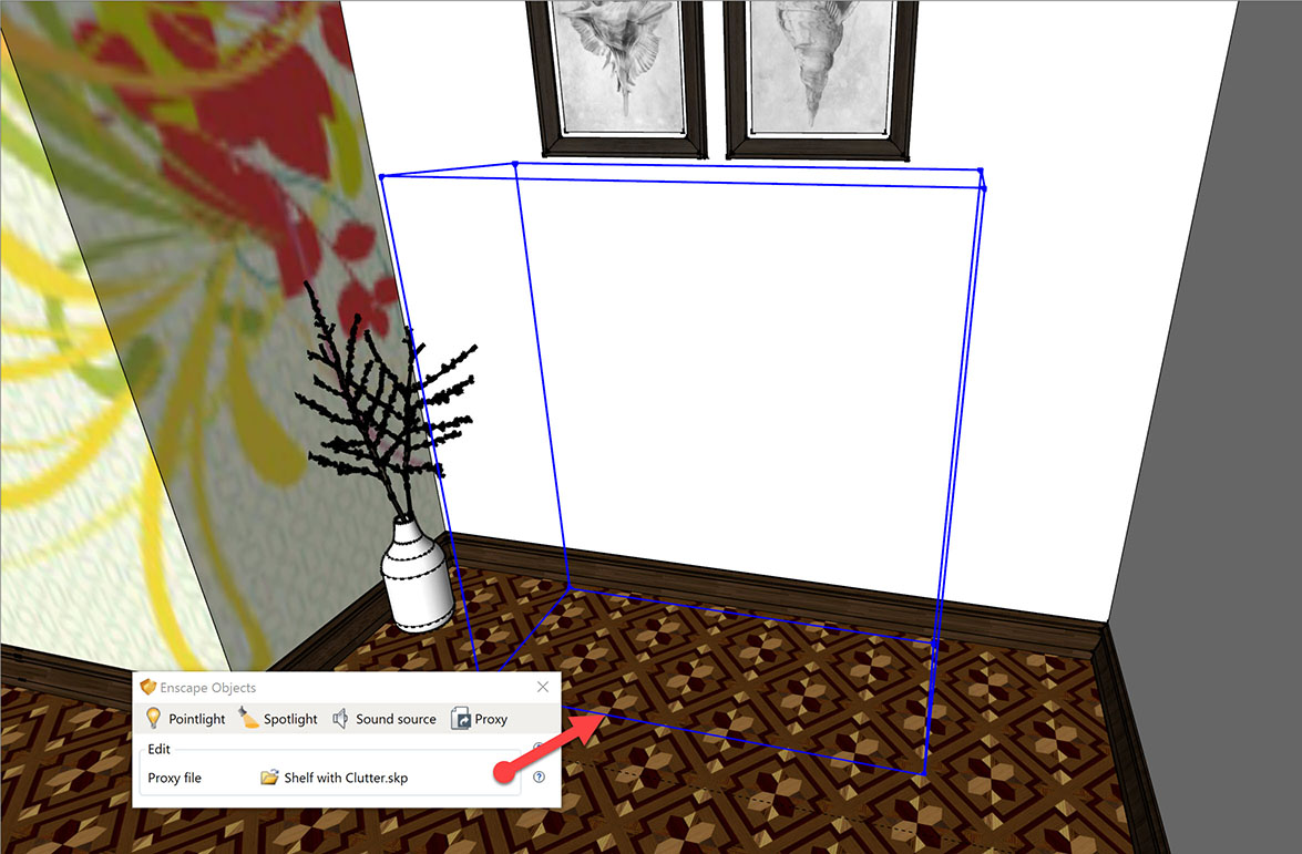 SketchUp model with proxy placed