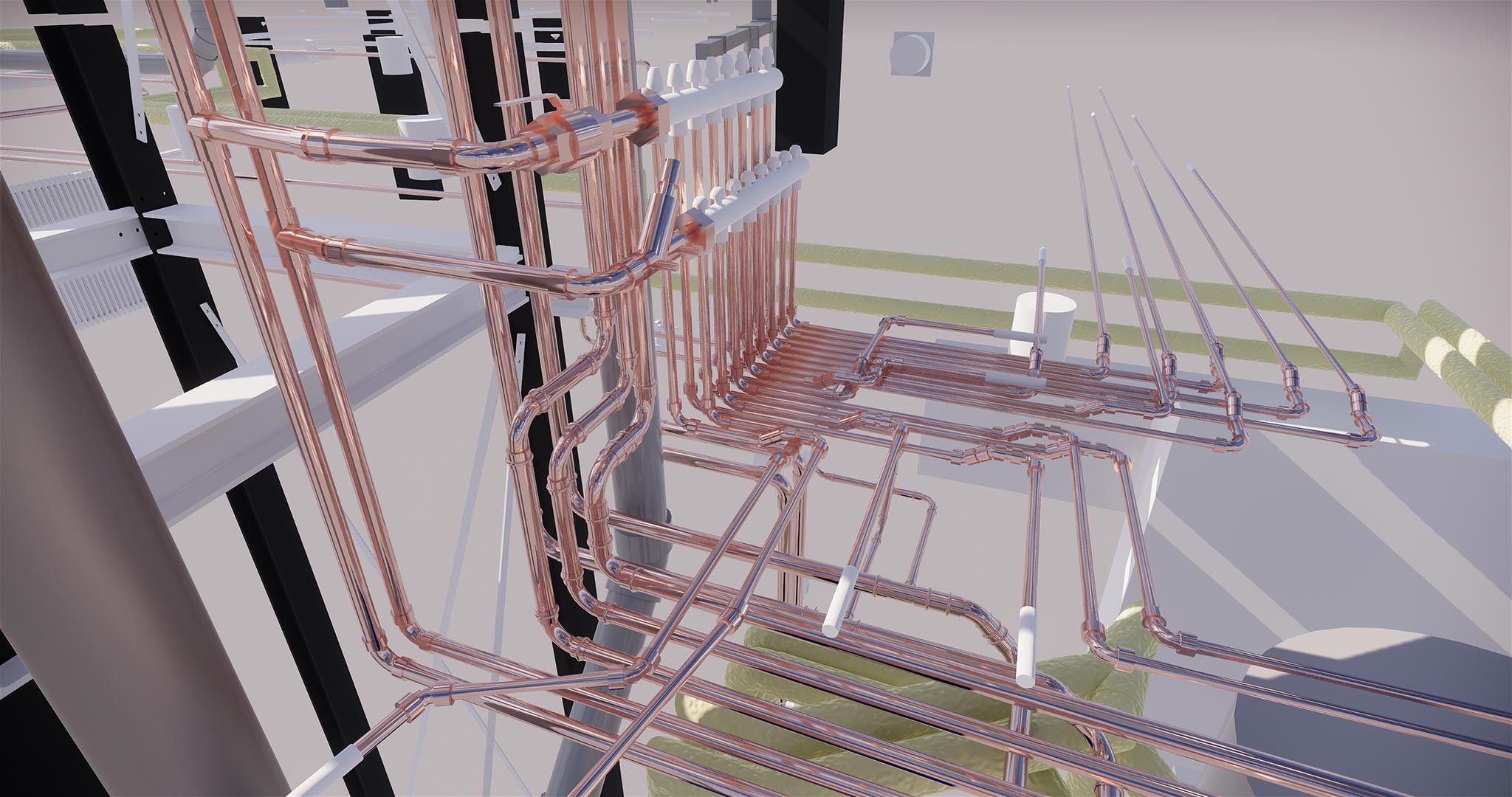 Model Exploration – Pipes Positioned Correctly Around Structure and Sewage
