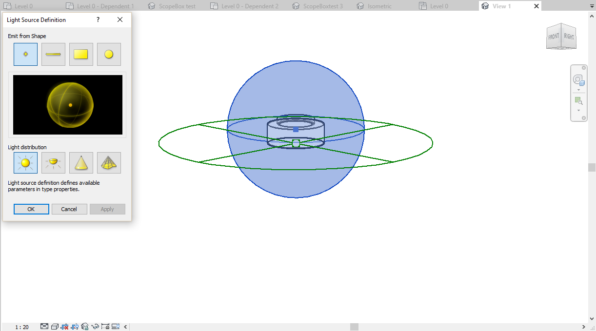 Point Light with Spherical distribution in the Revit editor
