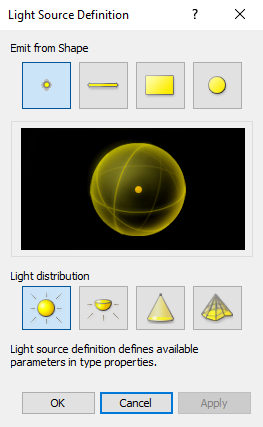 The Light Source Definition window