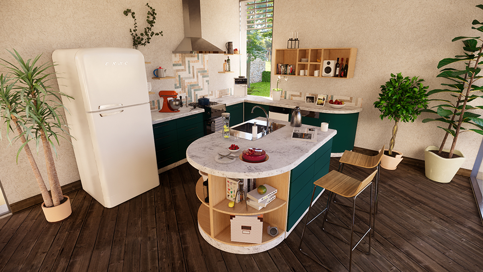 A modern kitchen built in ArchiCAD