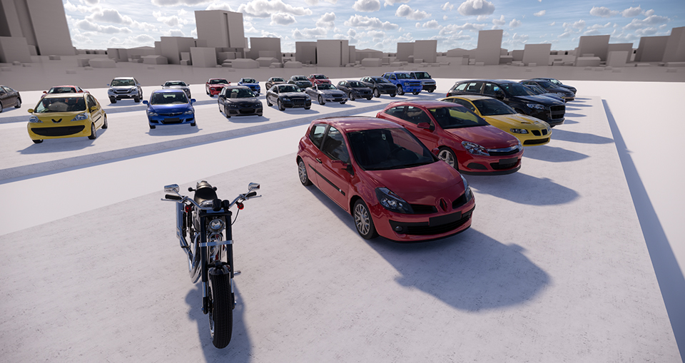 Vehicles of all different colors and sizes