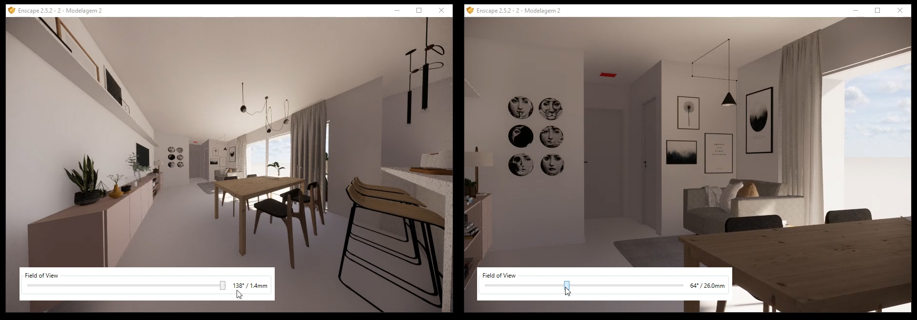 Misconfiguration of the field of view can distort your final rendering.